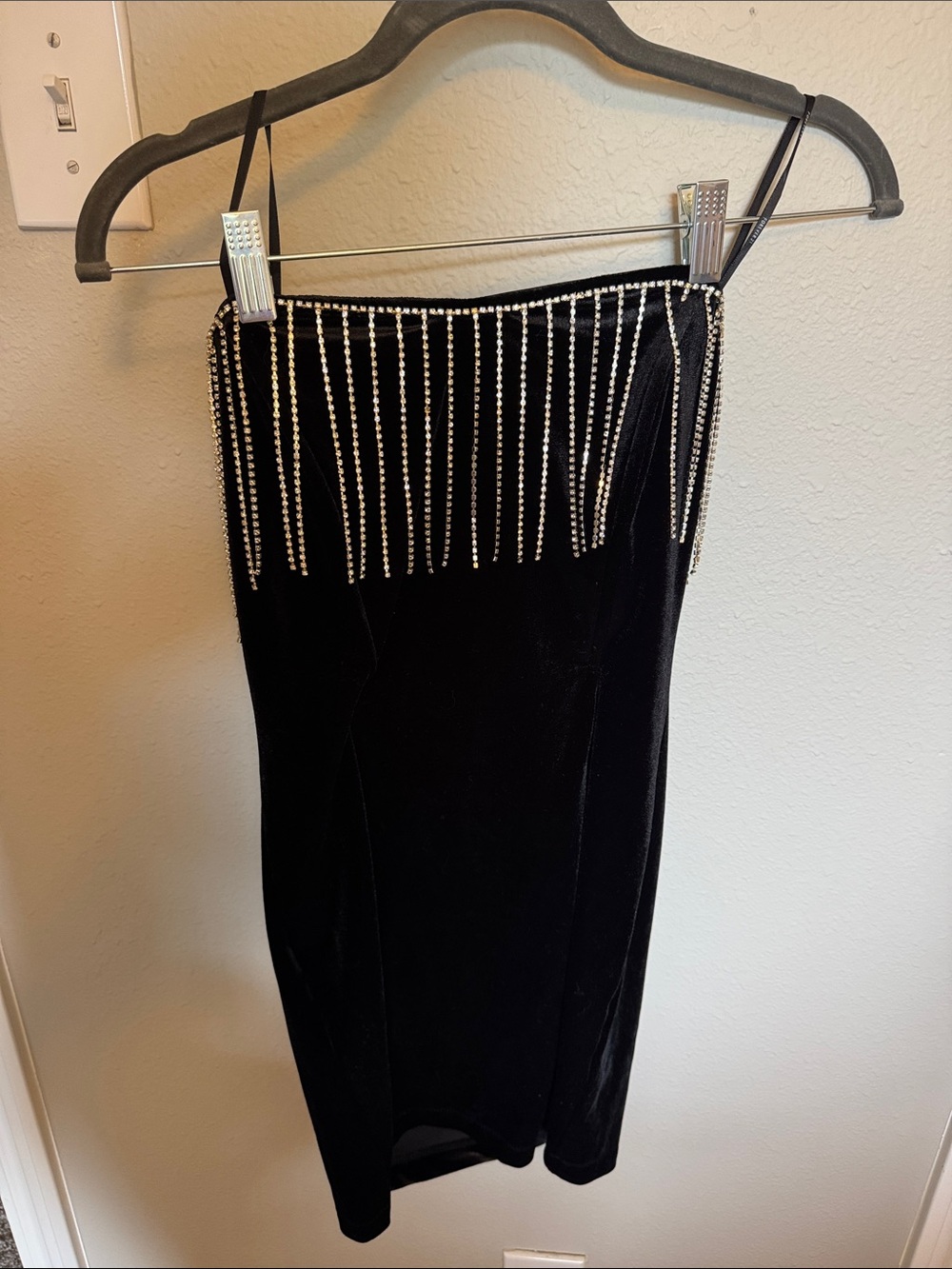 Forever 21 Black Mini Dress with Rhinestone Fringe